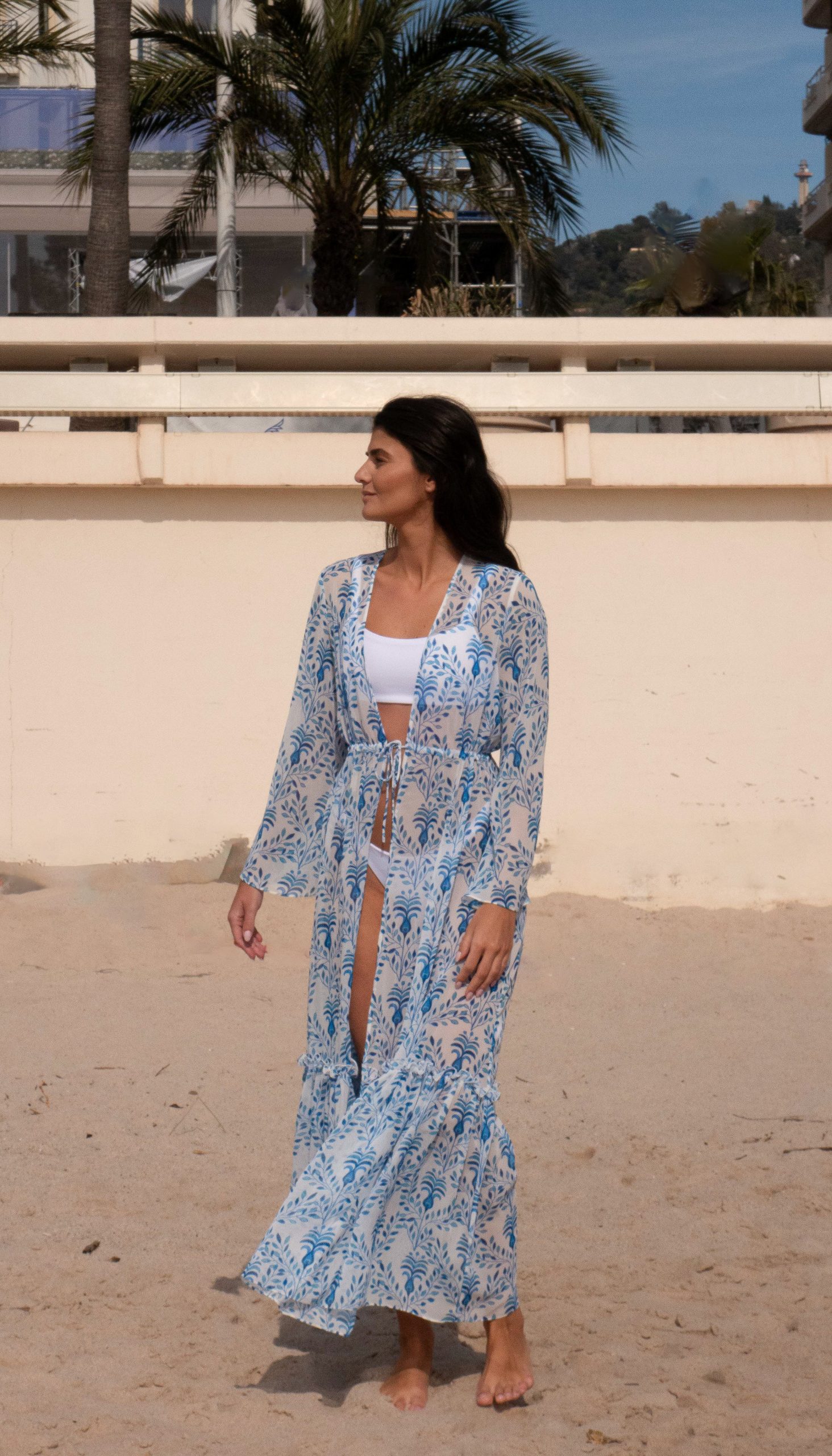 MandiBreeze blue/white beach kaftan