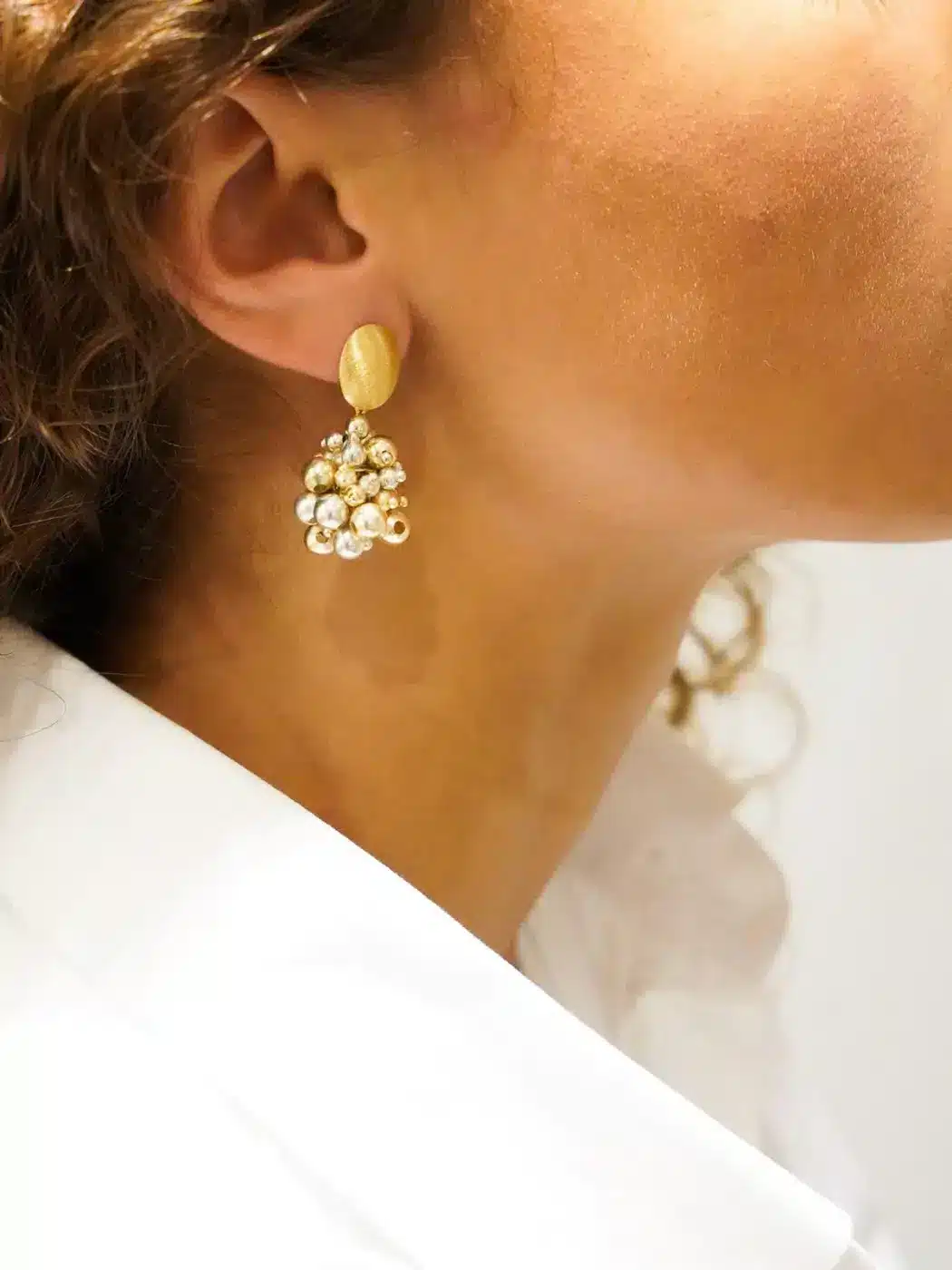 Lott Gioielli Jewellery golden earrings white and gold
