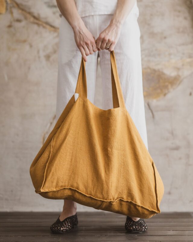 Honey Gold Linen Tote Bag by Old Linen Mill.
