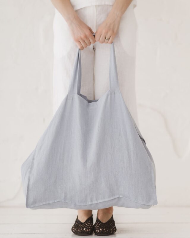 Ice Blue Linen Tote Bag by Old Linen Mill.