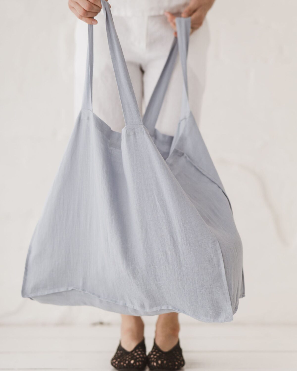 Ice Blue Linen Tote Bag by Old Linen Mill.