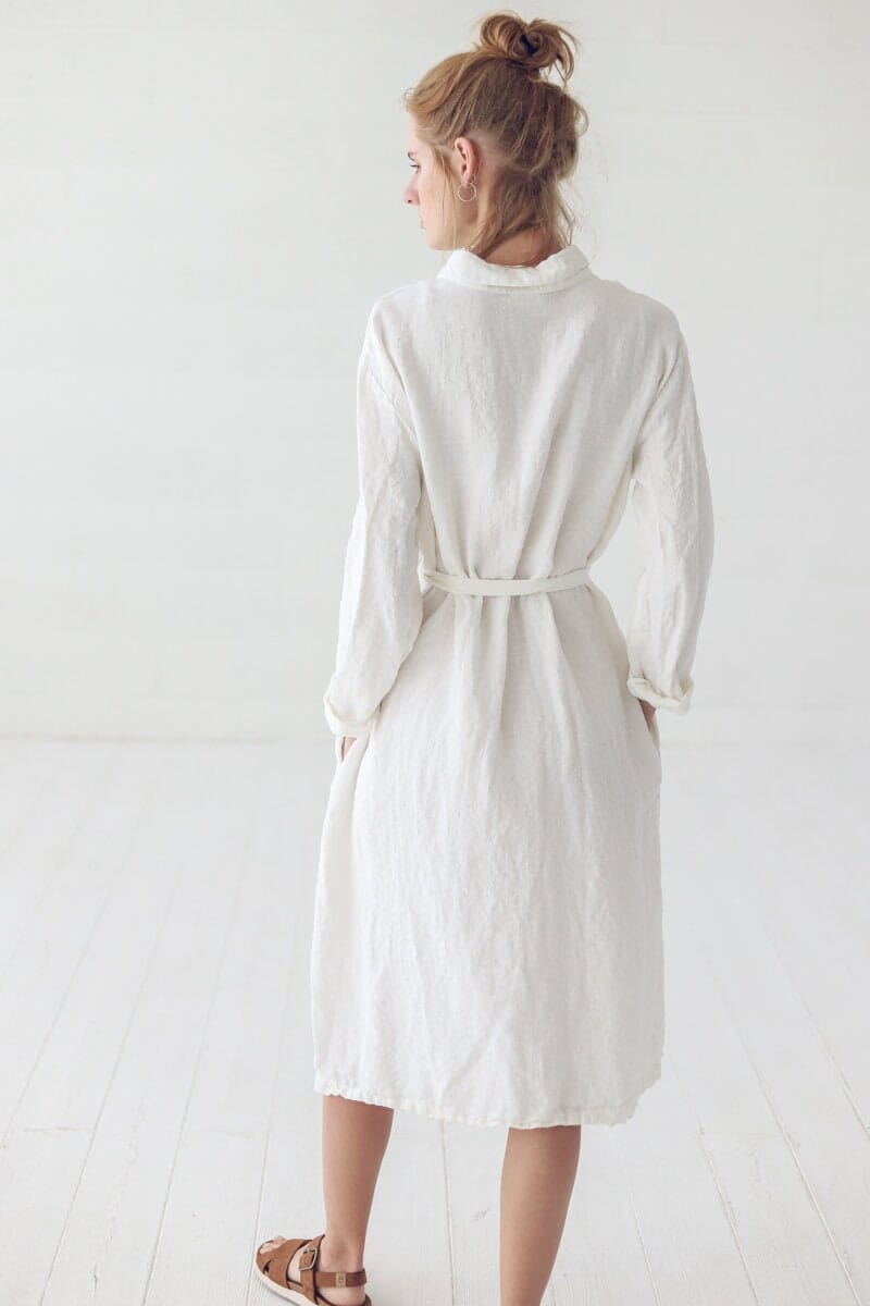 Linen Soft Long Dress with Belt by Old Linen Mill.