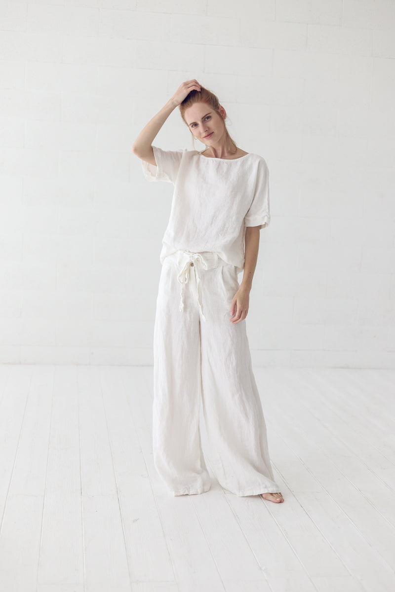 Loose Linen Trousers by Old Linen Mill.