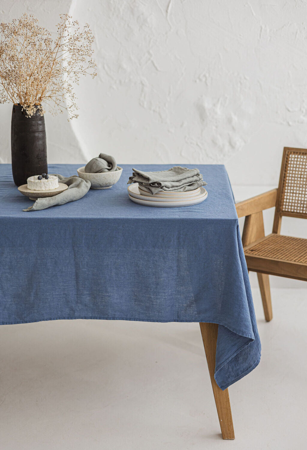 Ocean Blue Linen Tablecloth by Old Linen Mill.