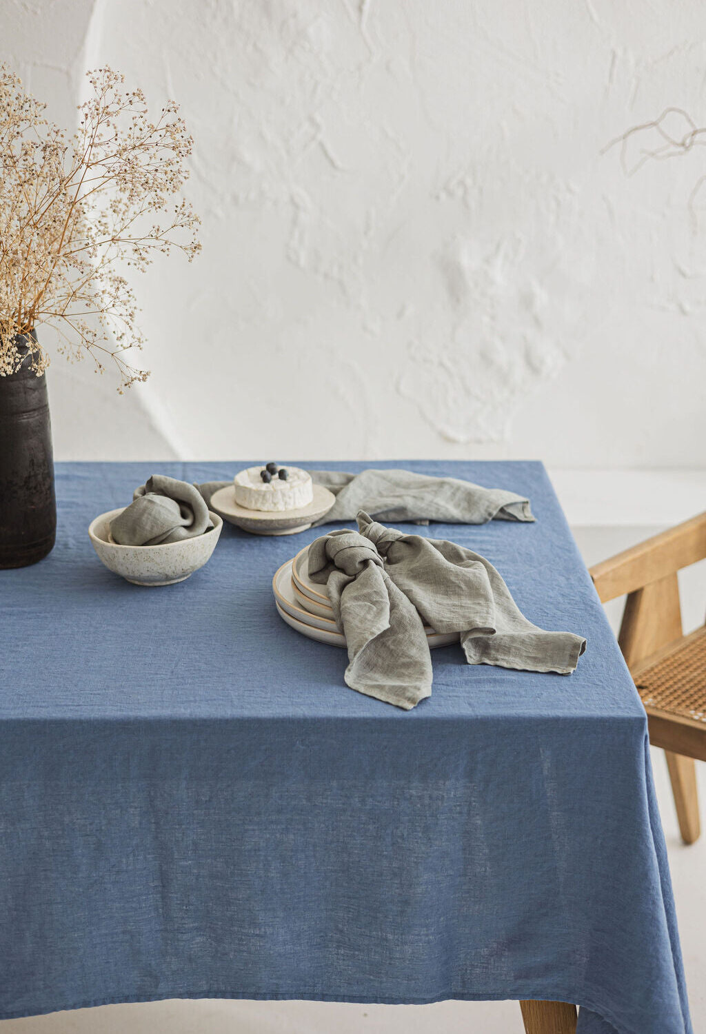 Ocean Blue Linen Tablecloth by Old Linen Mill.
