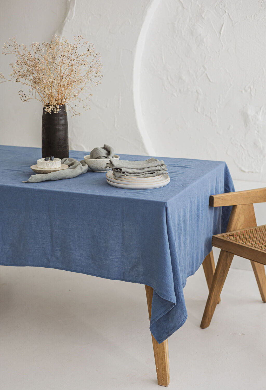 Ocean Blue Linen Tablecloth by Old Linen Mill.