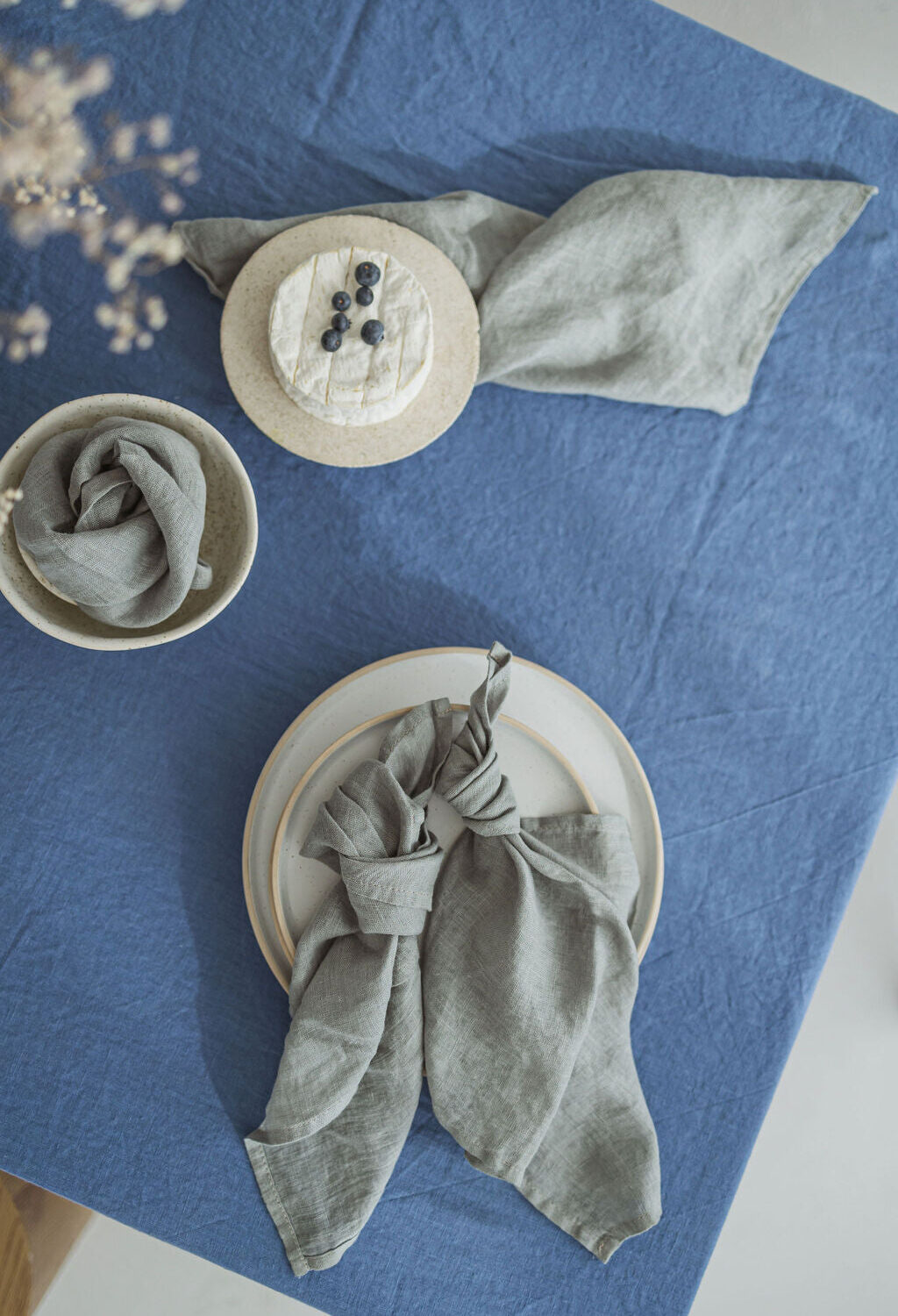 Ocean Blue Linen Tablecloth by Old Linen Mill.