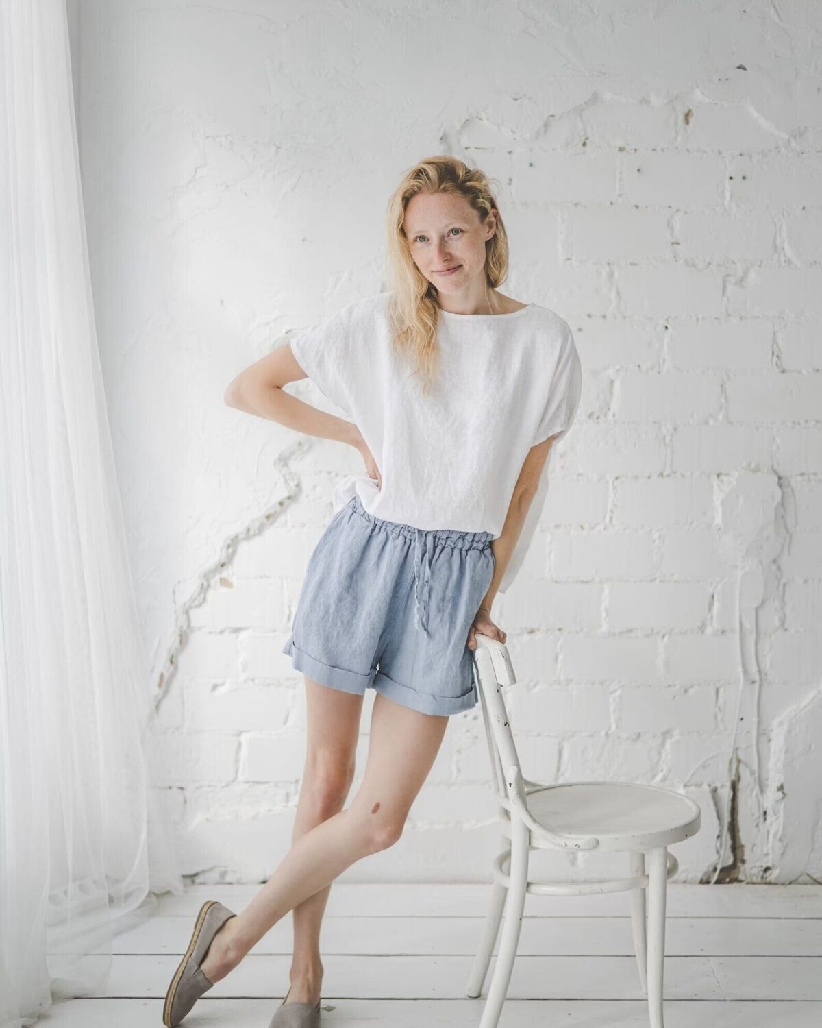 Summer Basic Linen Top by Old Linen Mill.