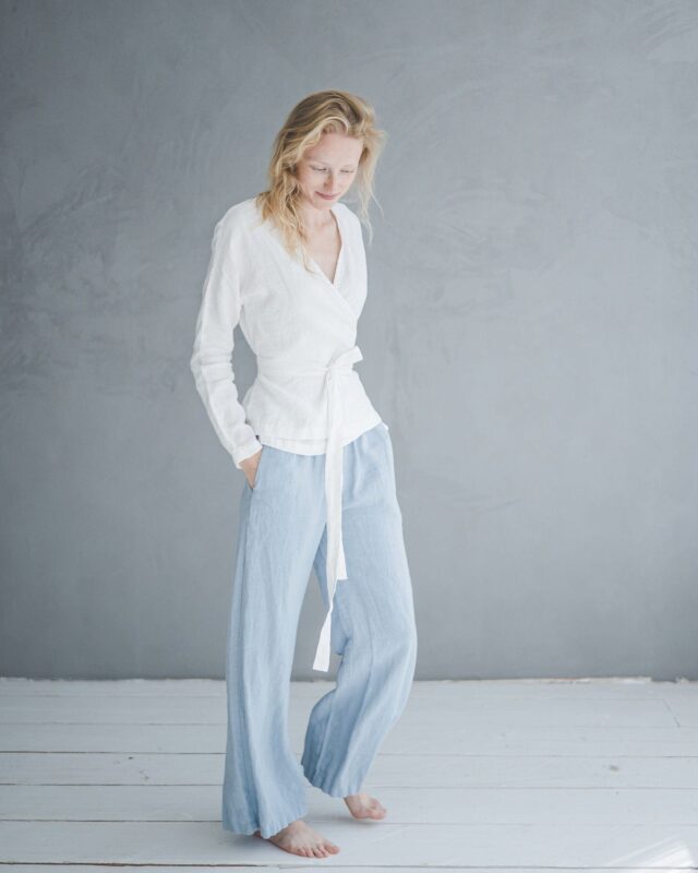 Summer Elastic Waist Linen Pants by Old Linen Mill.