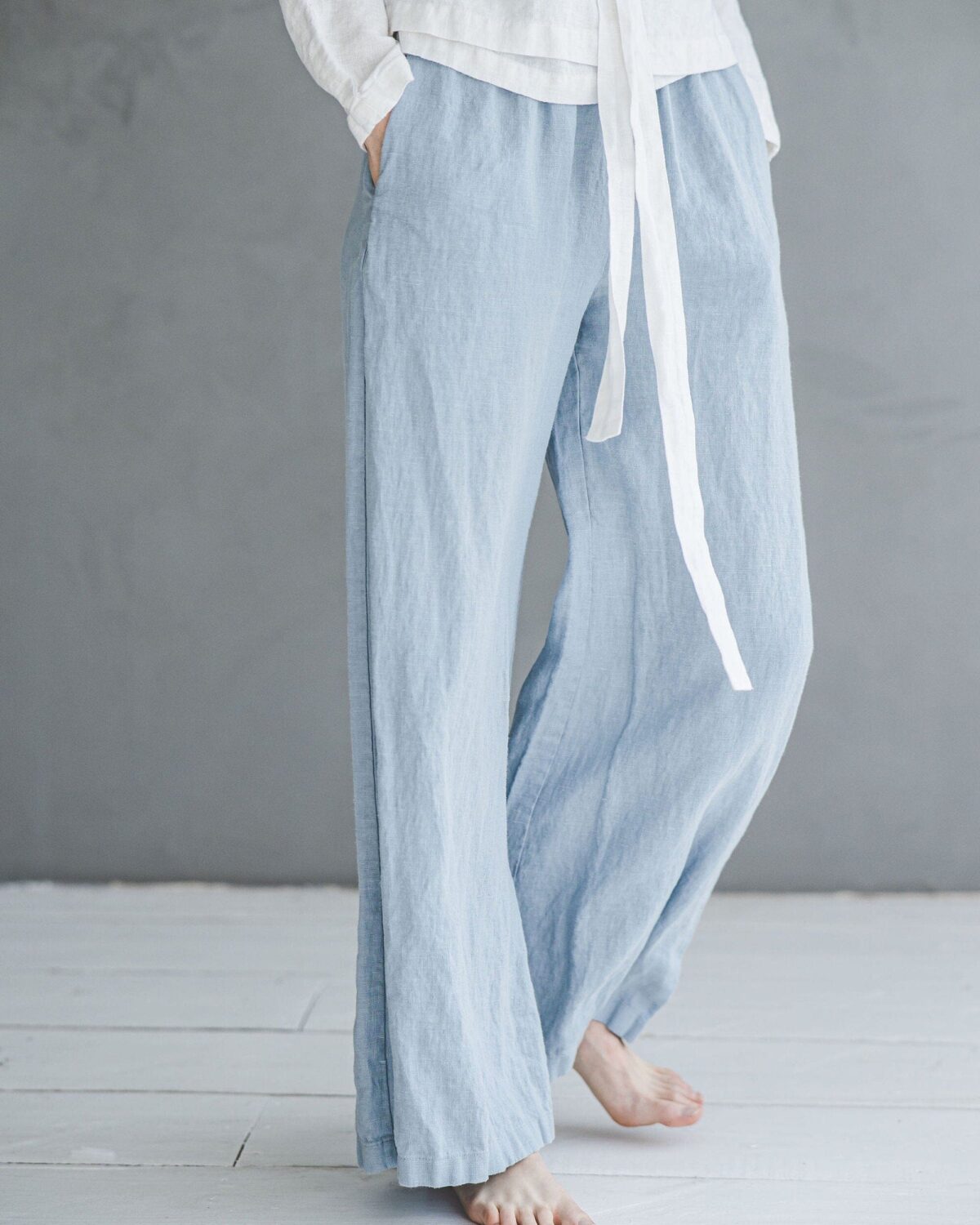 Summer Elastic Waist Linen Pants by Old Linen Mill.