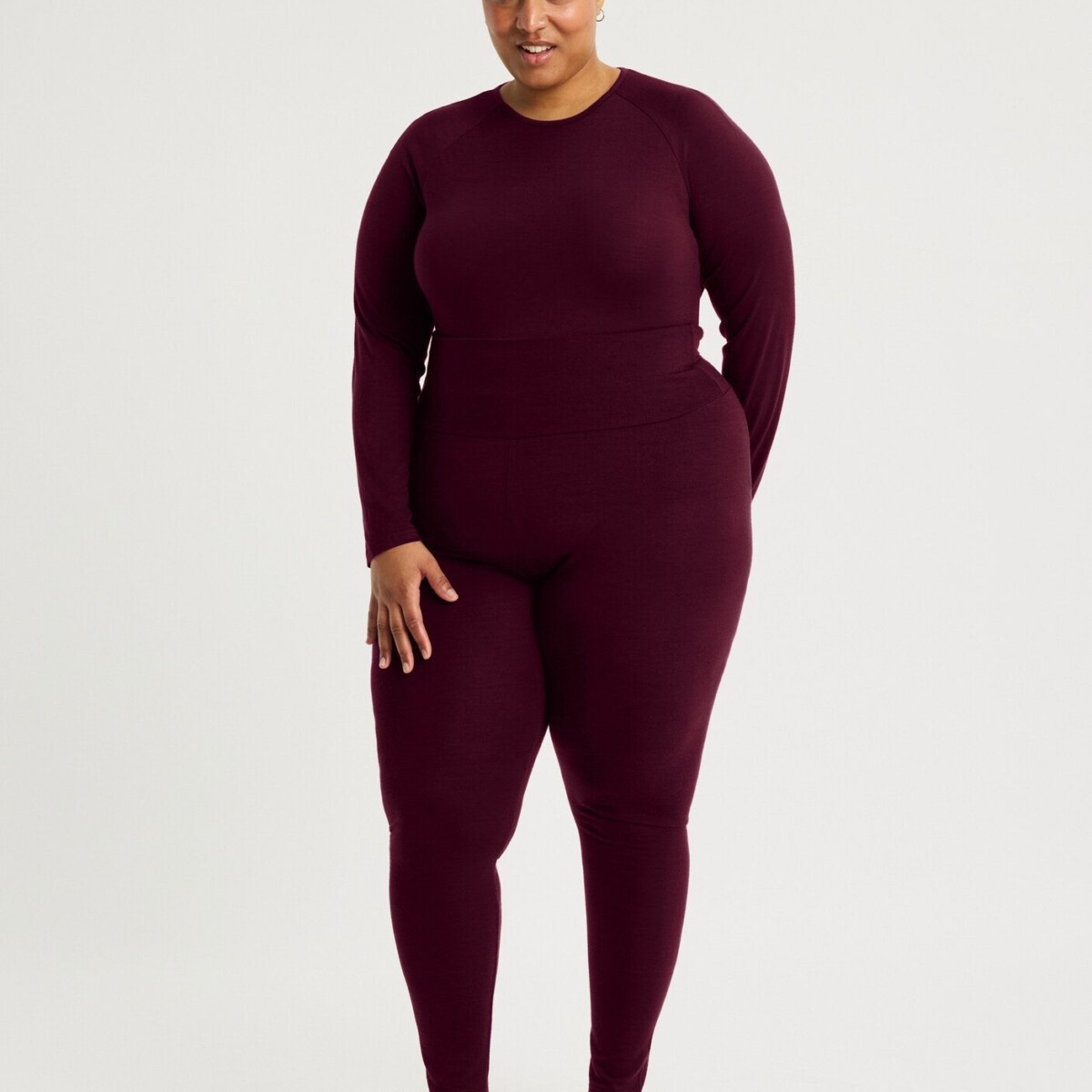 Ingrid Merino Long Jane Burgundy by Astrid Wild.