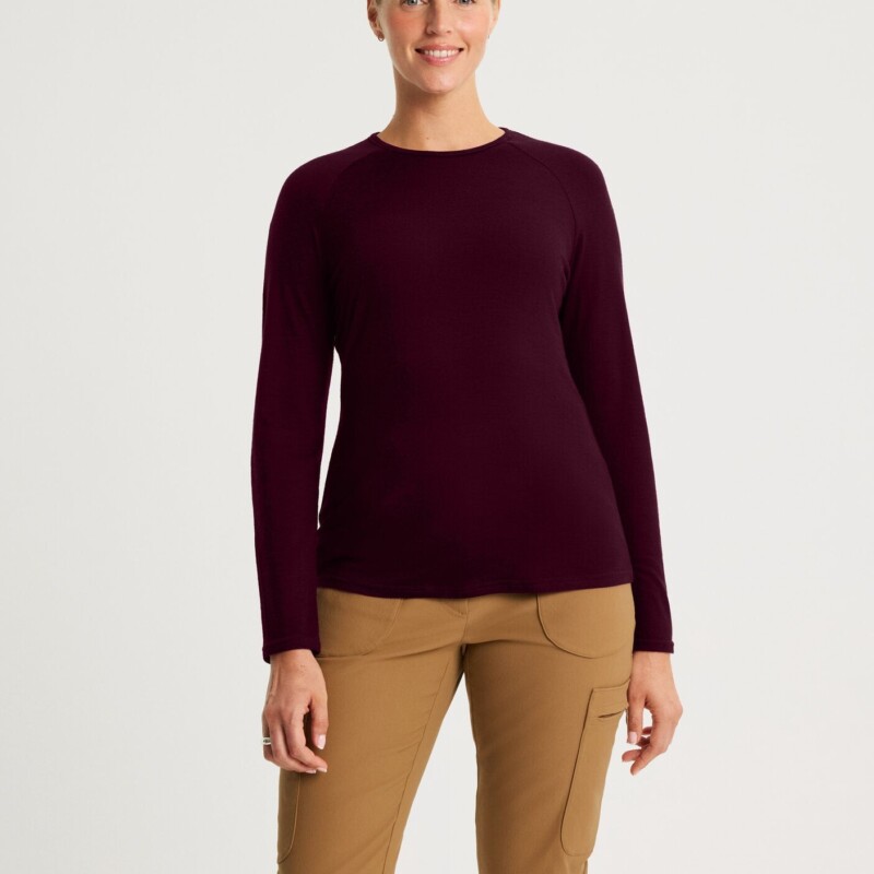 Ingrid Merino Long Sleeve Burgundy by Astrid Wild.
