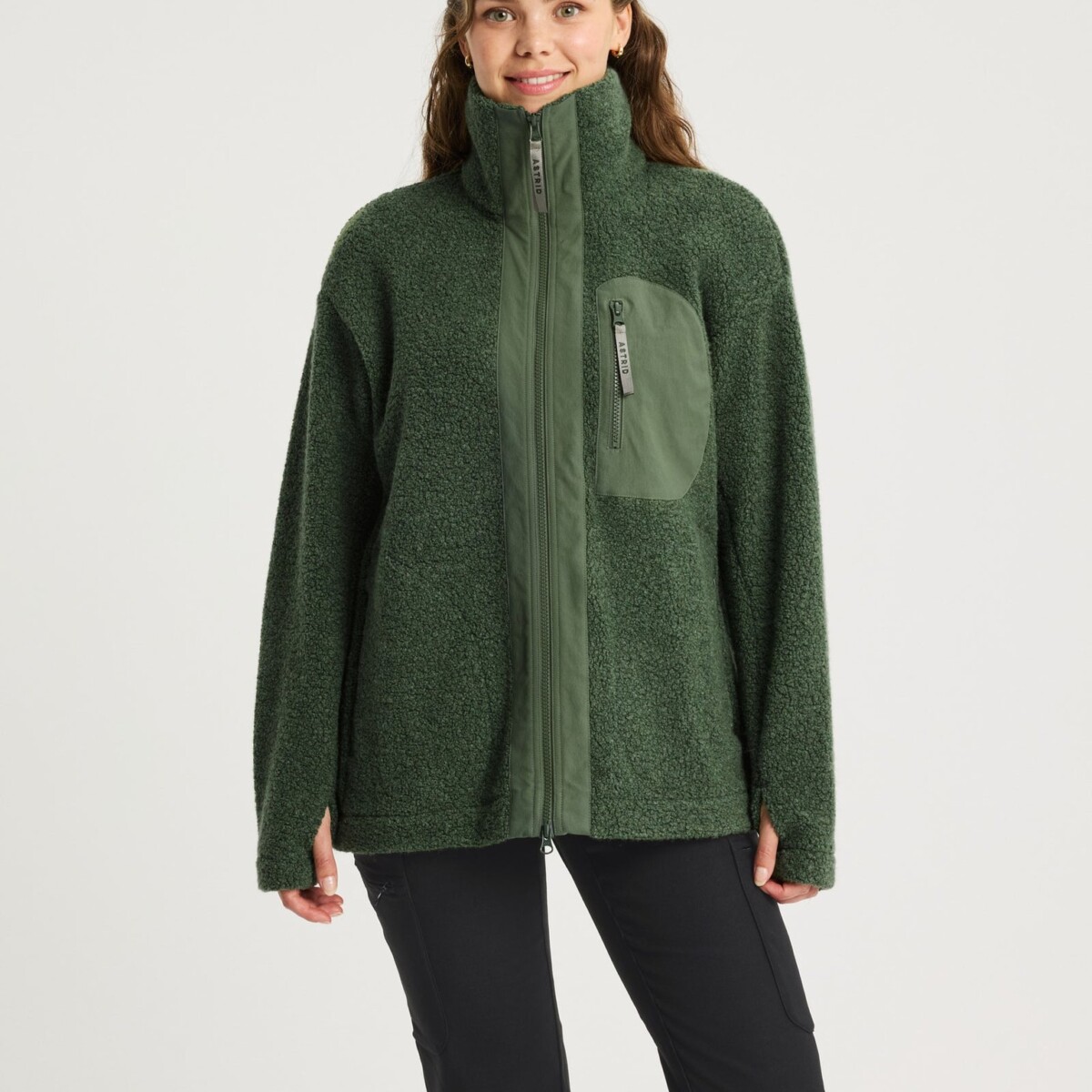 Minna Wool Fleece Jacket Green by Astrid Wild.