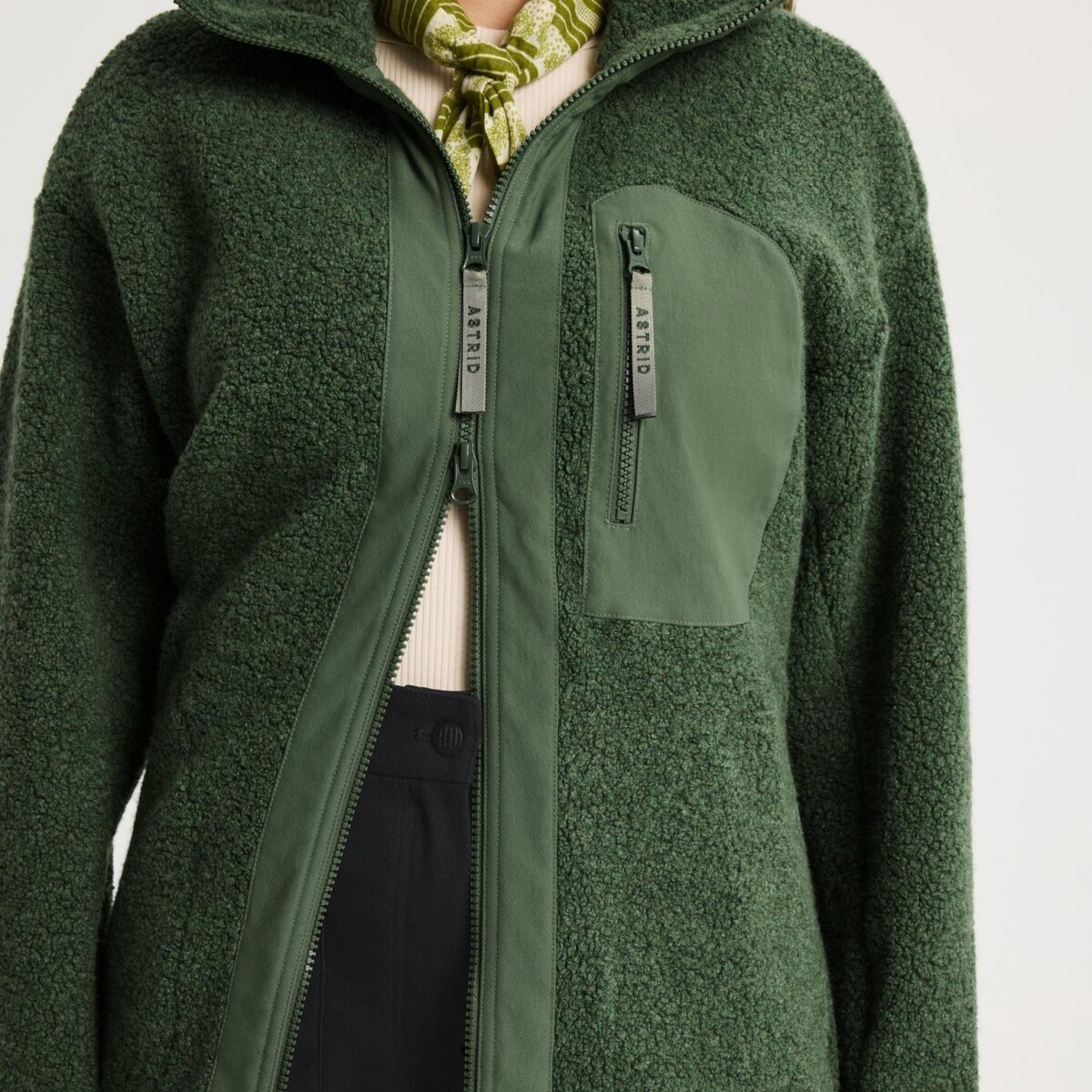 Minna Wool Fleece Jacket Green by Astrid Wild.
