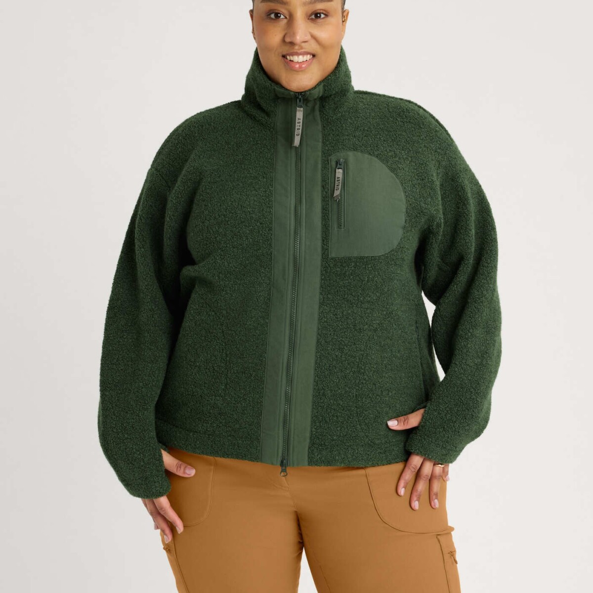 Minna Wool Fleece Jacket Green by Astrid Wild.