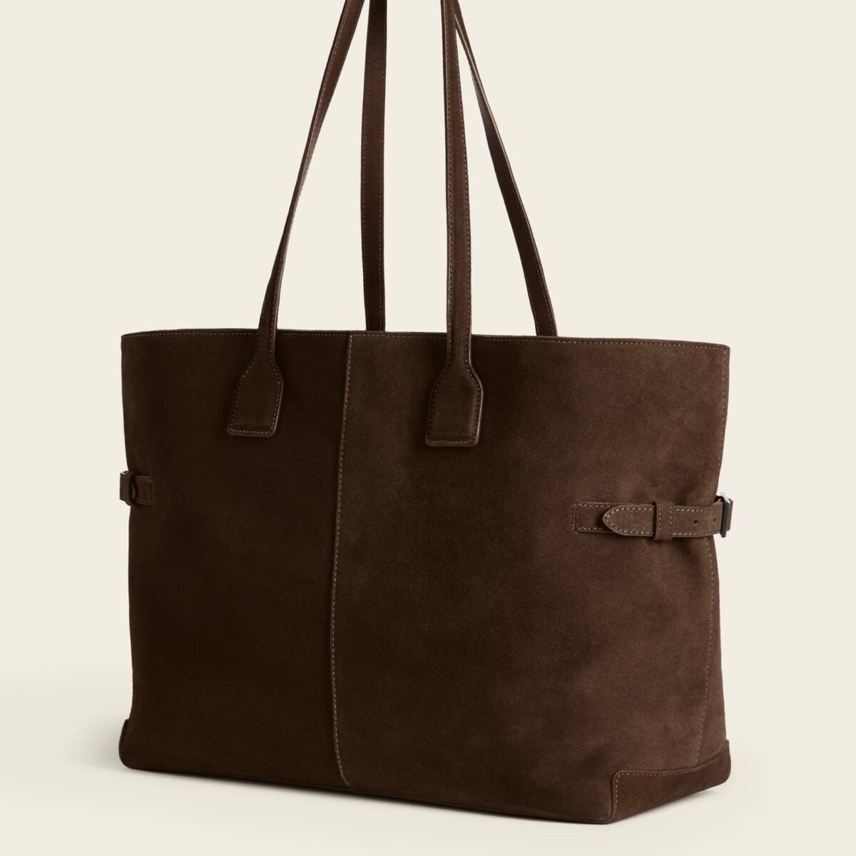 Lesley Tote Bag Suede Chocolate by Flattered.