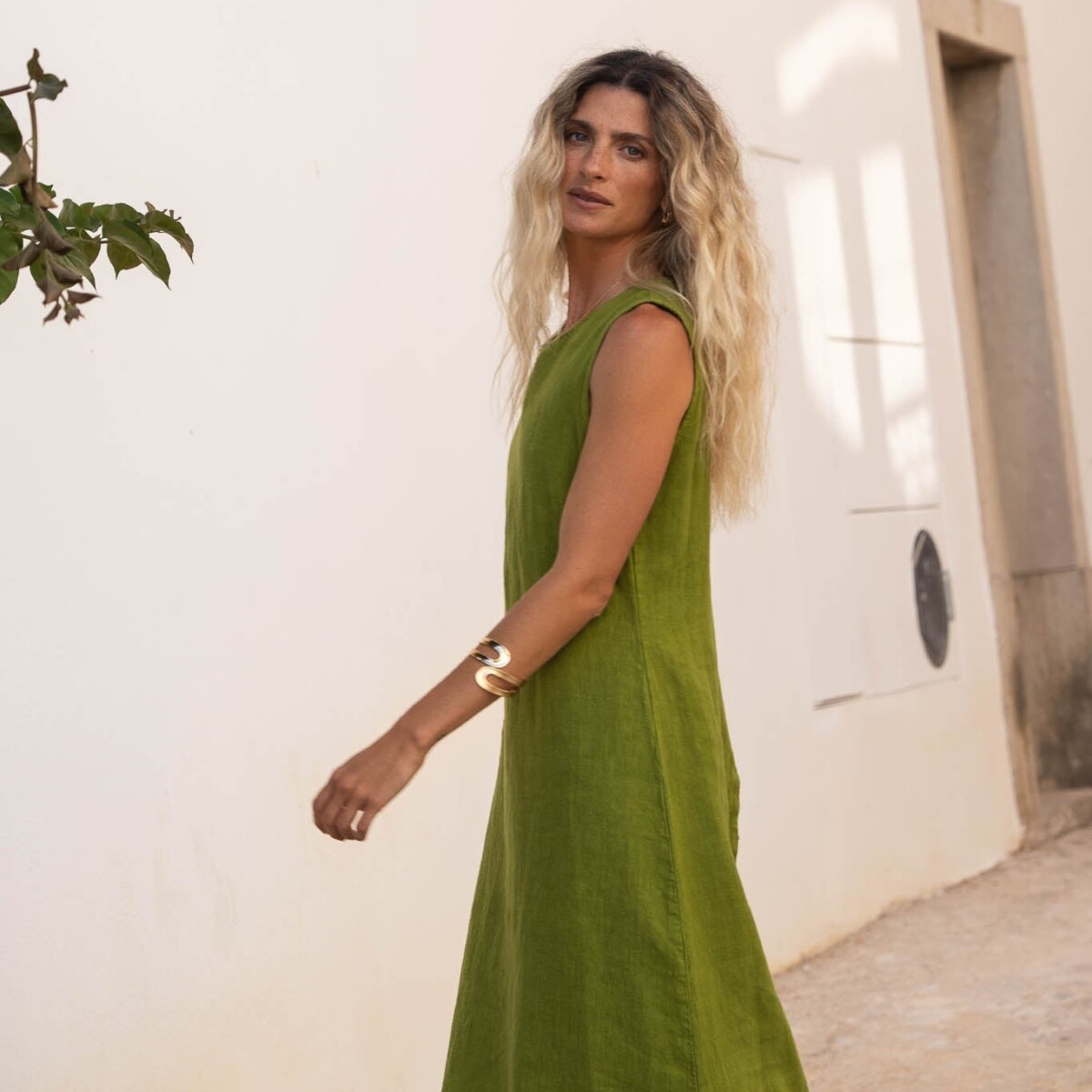 Leonie Green Linen Dress by Näz.