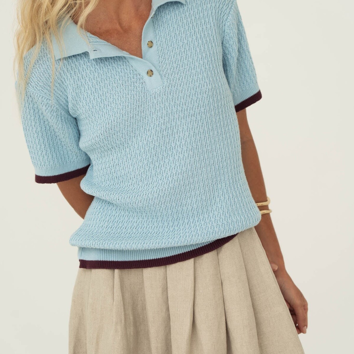 Lilly Light Blue Cotton Polo by Näz.