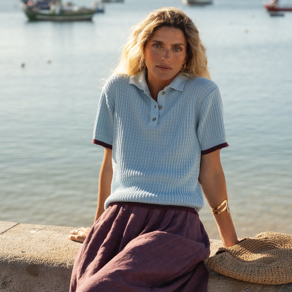 Lilly Light Blue Cotton Polo by Näz.
