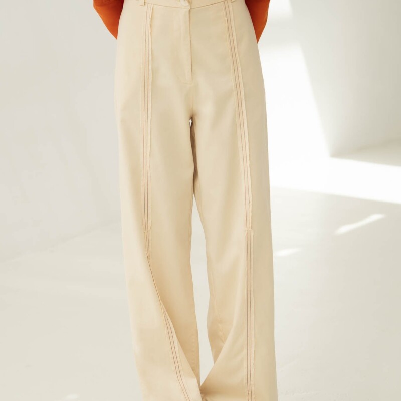 Mara Beige Frilled Trousers by Näz.