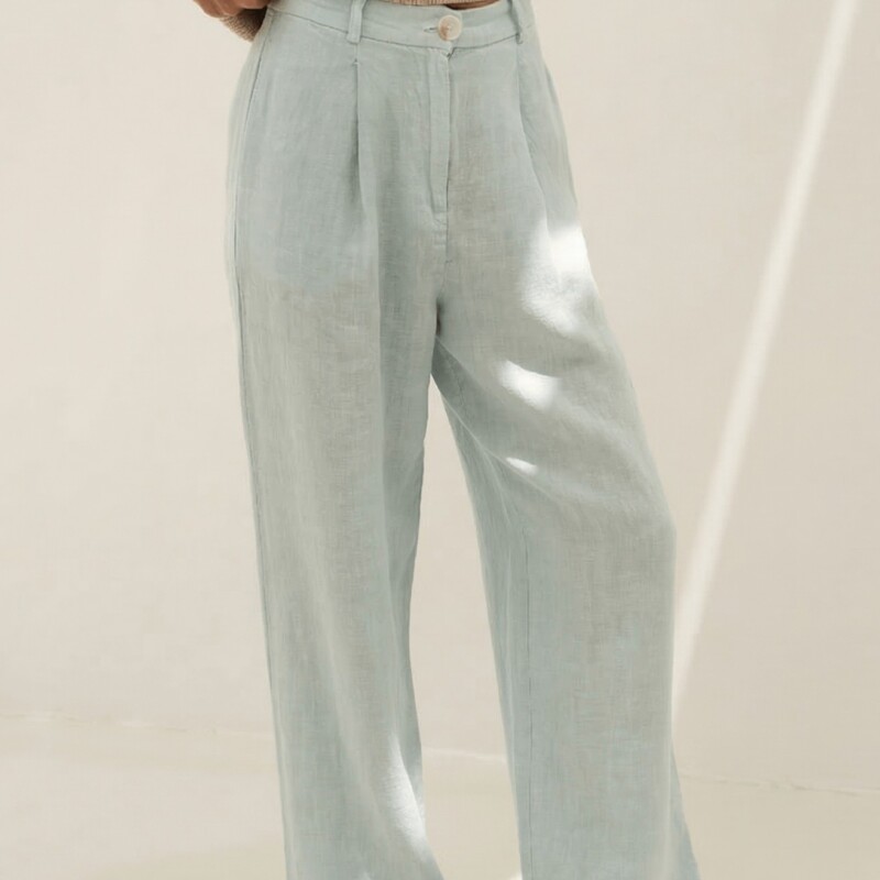 Mara Light Blue Linen Trousers by Näz.