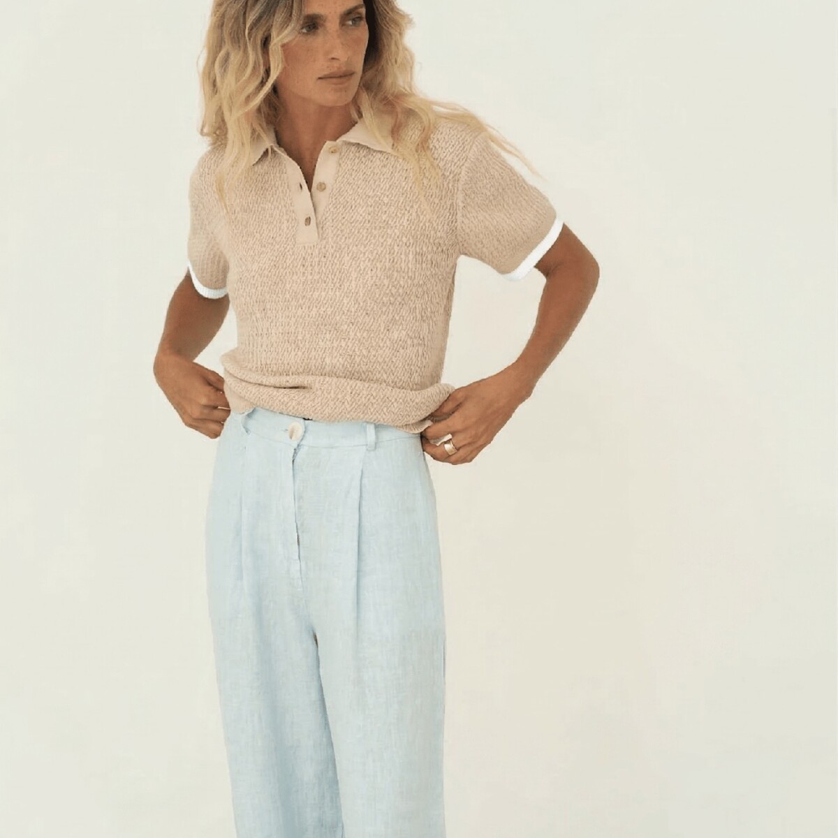 Mara Light Blue Linen Trousers by Näz.