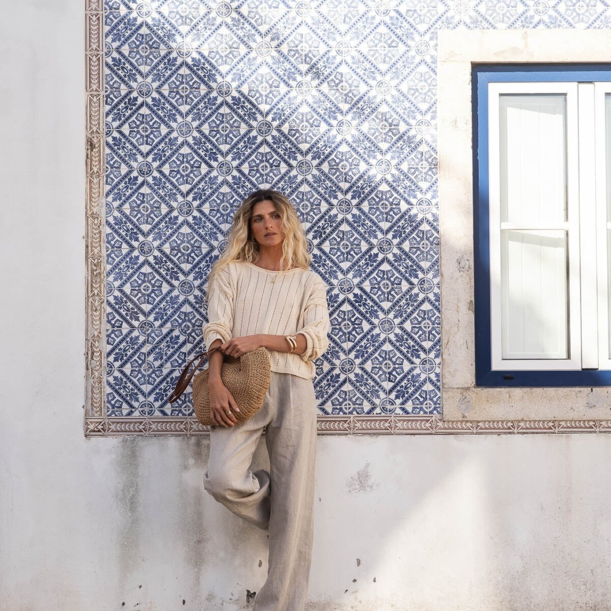 Sofie Beige Linen Sweater by Näz.
