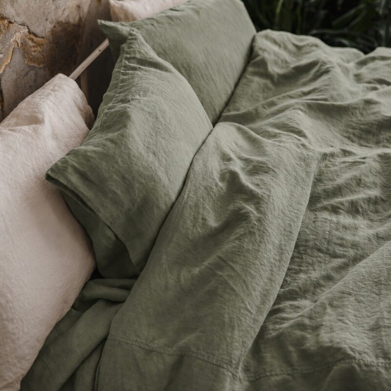Earth Tone Linen Bedding Set by Old Linen Mill.
