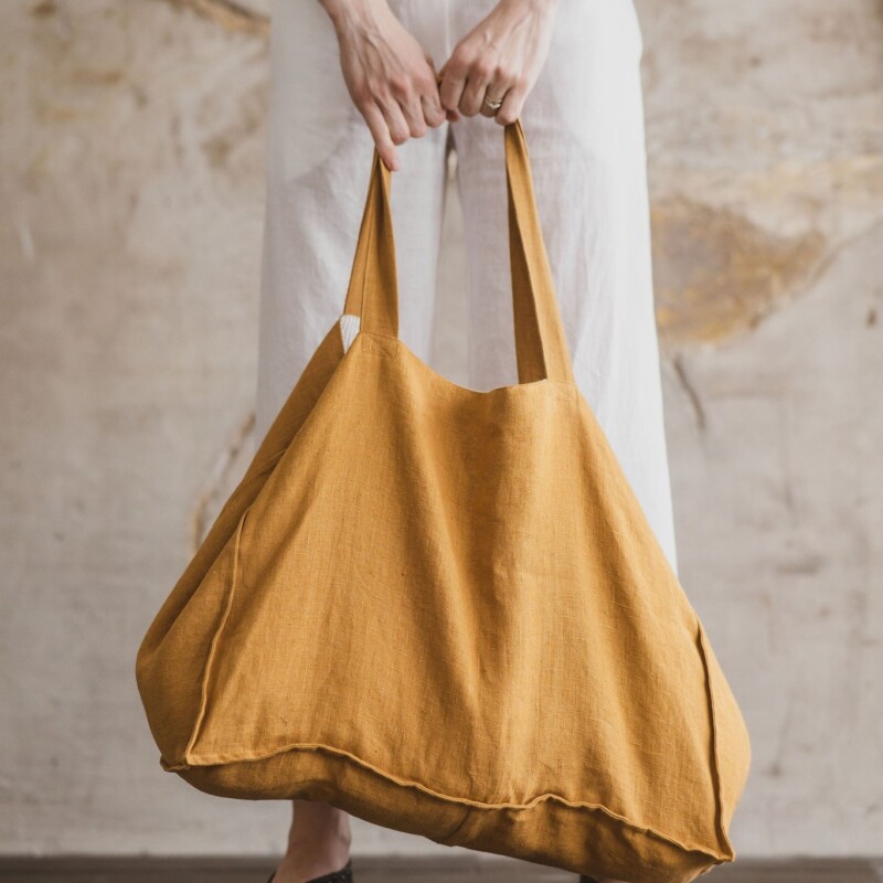 Honey Gold Linen Tote Bag by Old Linen Mill.