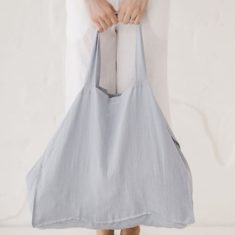 Ice Blue Linen Tote Bag by Old Linen Mill.