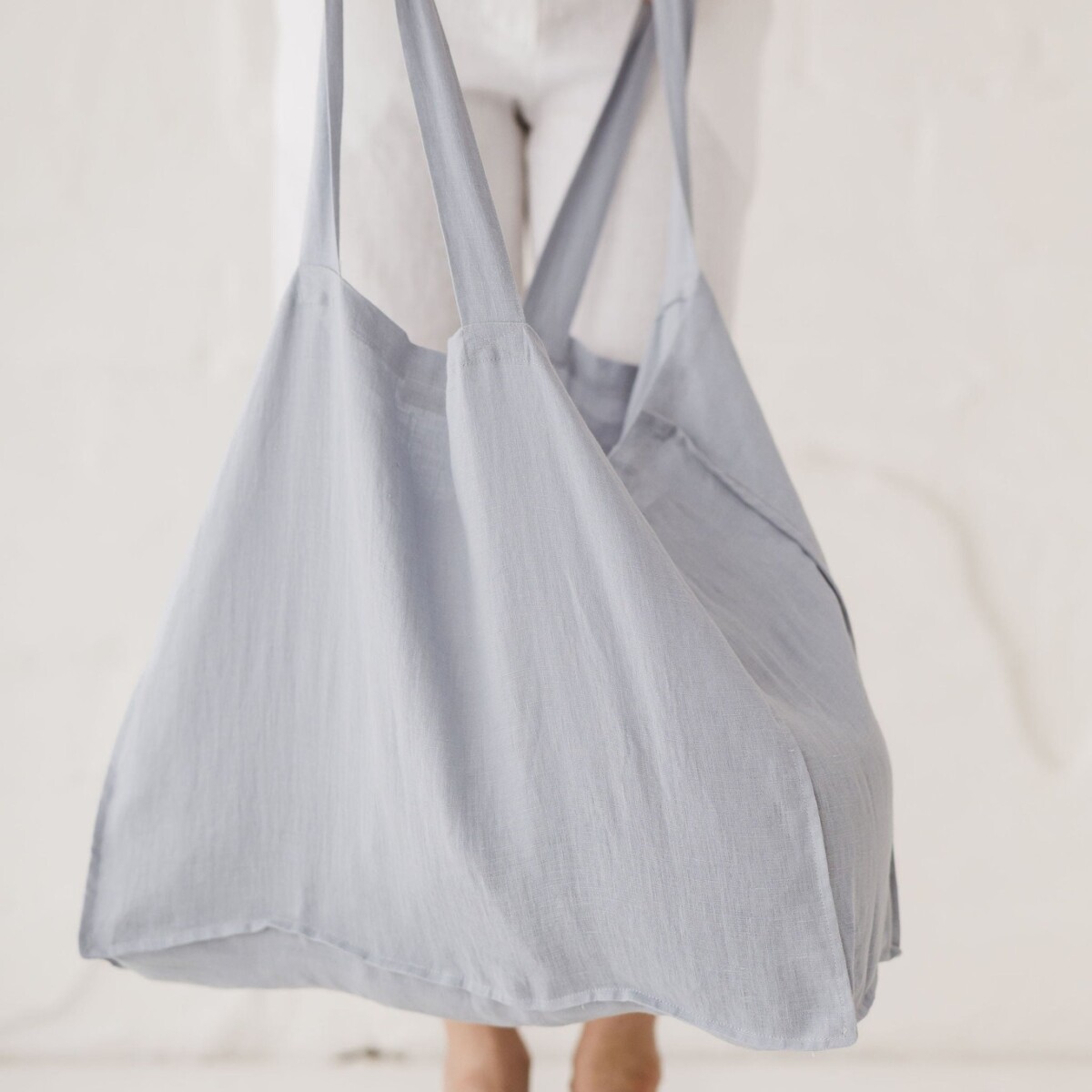 Ice Blue Linen Tote Bag by Old Linen Mill.