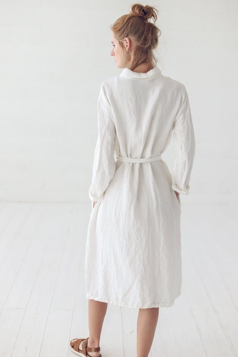 Linen Soft Long Dress with Belt by Old Linen Mill.
