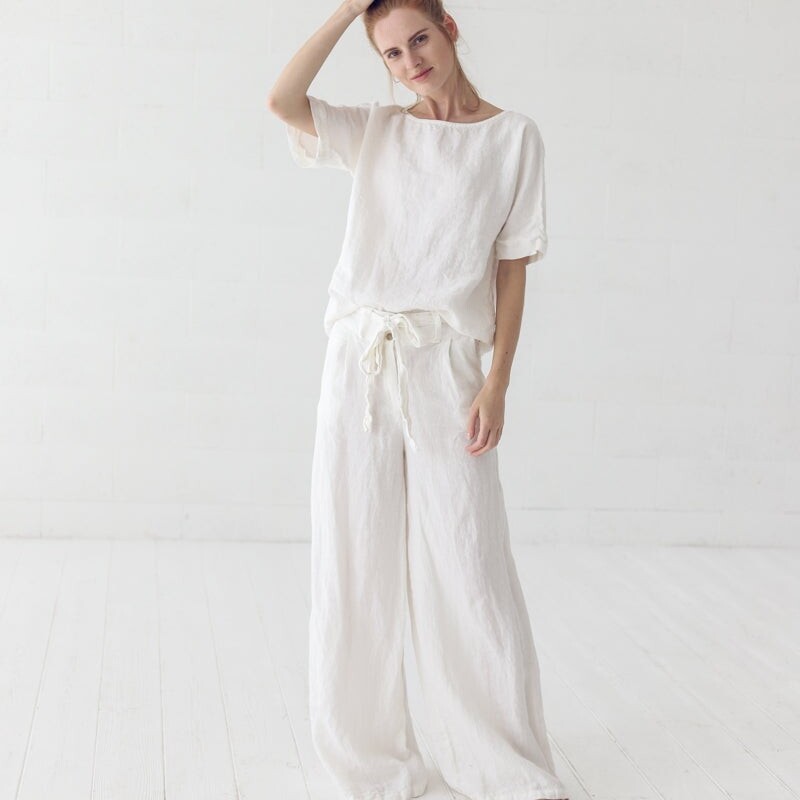 Loose Linen Trousers by Old Linen Mill.