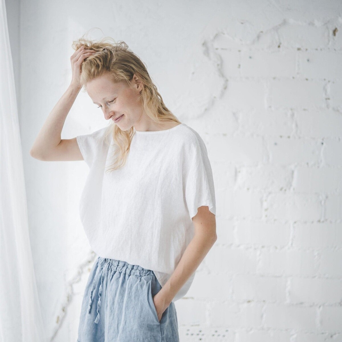 Summer Basic Linen Top by Old Linen Mill.