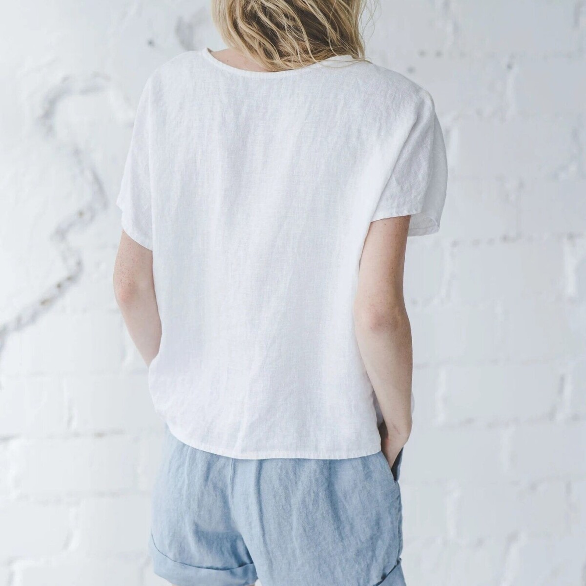Summer Basic Linen Top by Old Linen Mill.