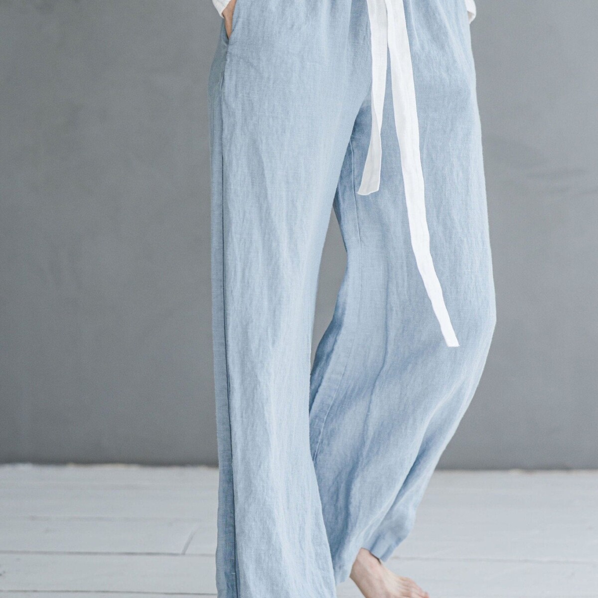 Summer Elastic Waist Linen Pants by Old Linen Mill.