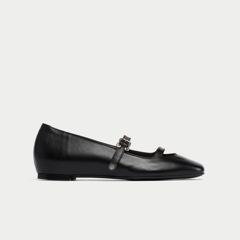 Alexa - Black Leather Ballerinas by Calla Shoes.