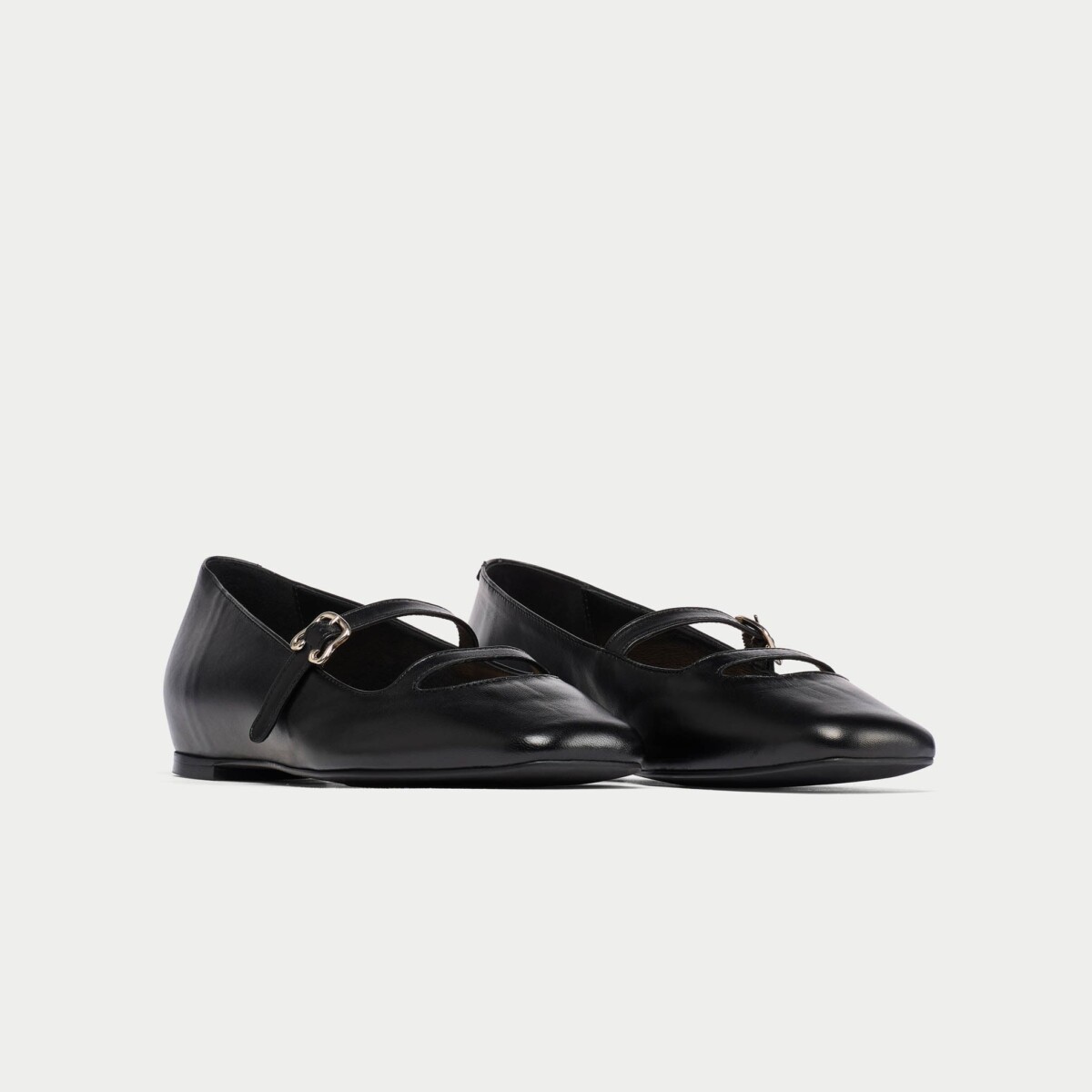 Alexa - Black Leather Ballerinas by Calla Shoes.