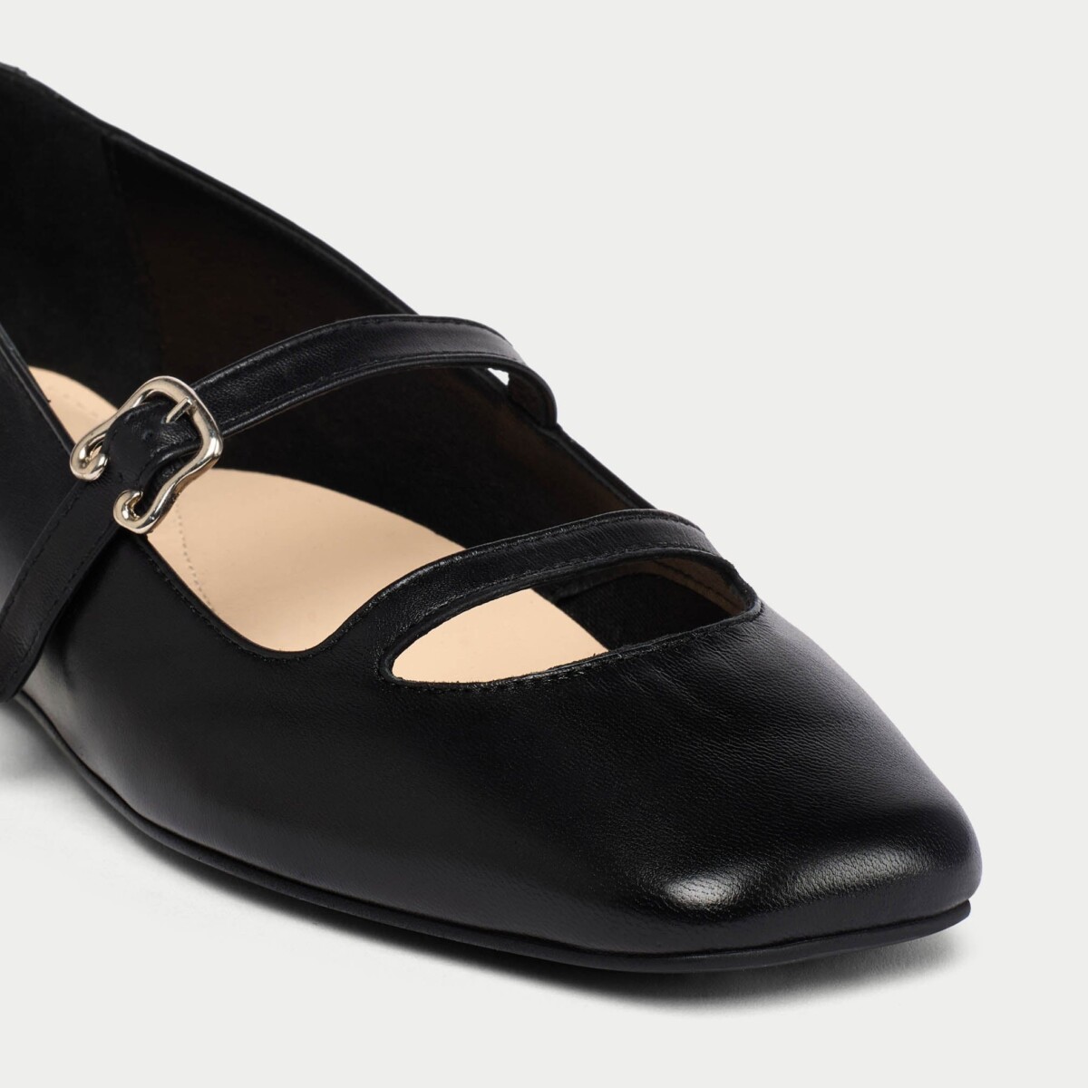 Alexa - Black Leather Ballerinas by Calla Shoes.