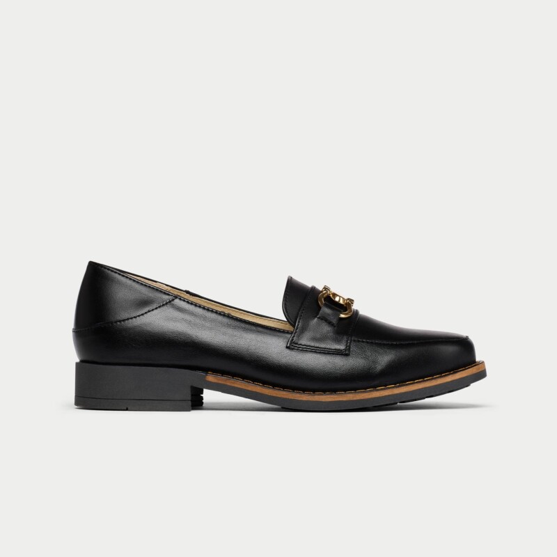 Meredith - Black Leather Loafers by Calla Shoes.