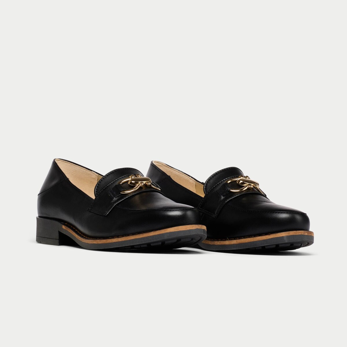 Meredith - Black Leather Loafers by Calla Shoes.