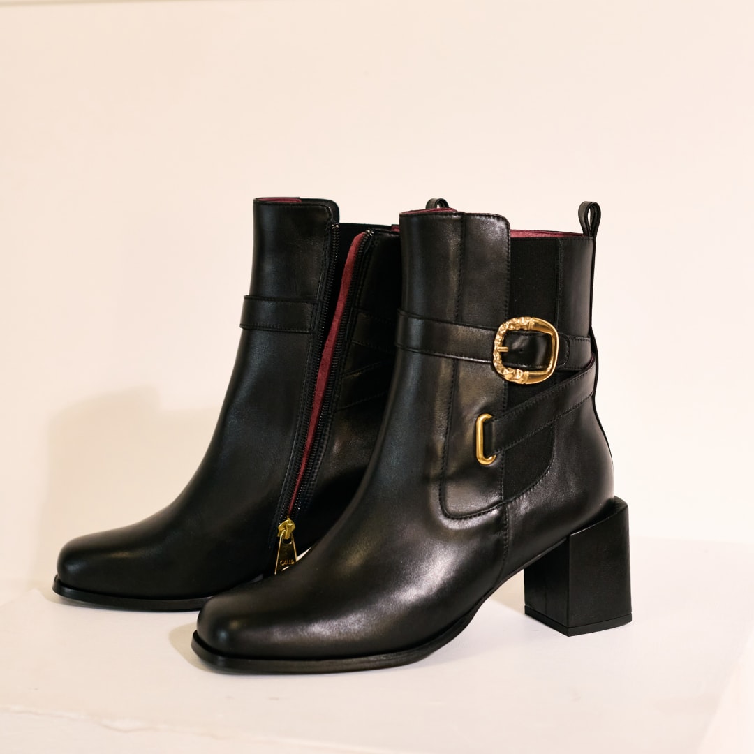 Miriam - Black Leather Boots by Calla Shoes.