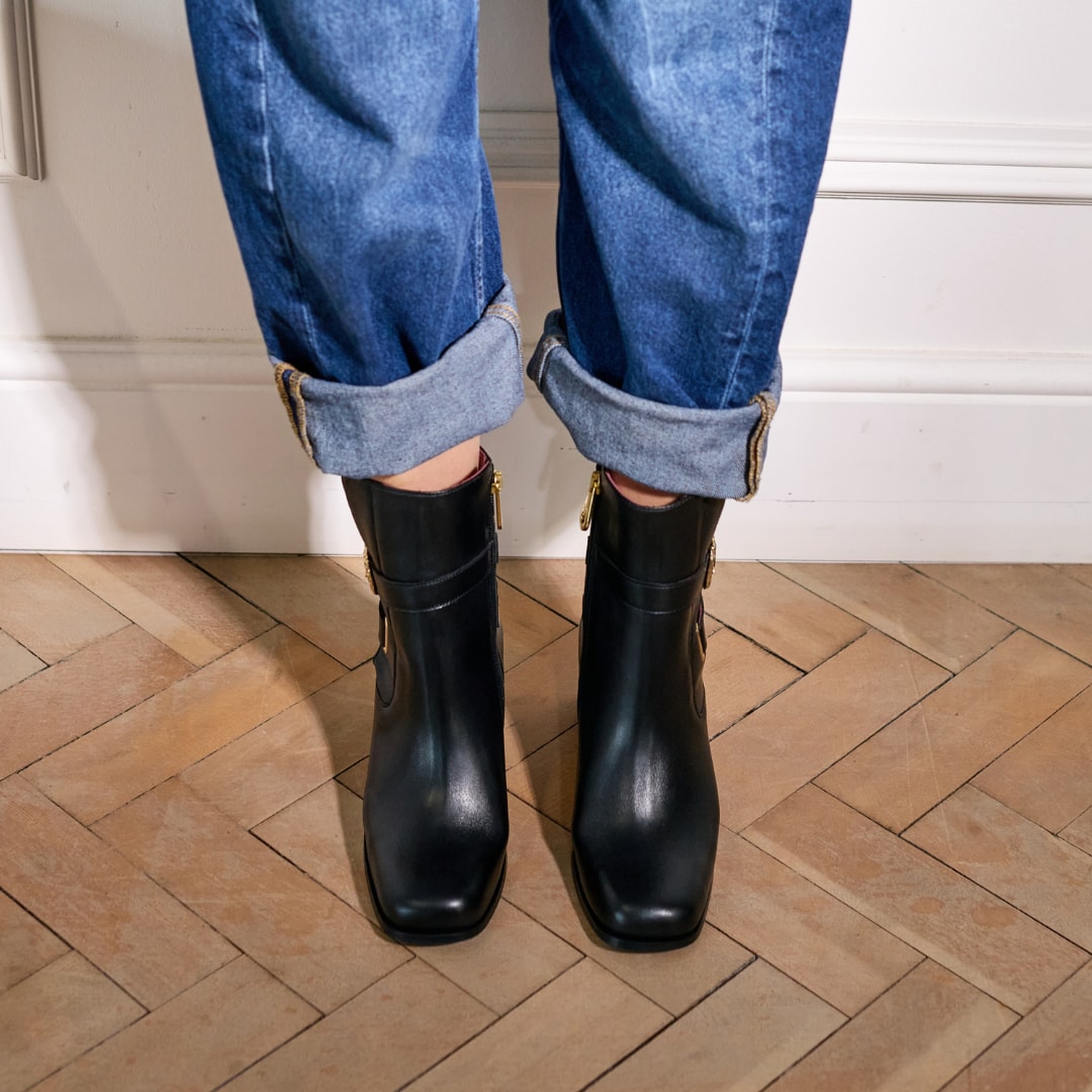 Miriam - Black Leather Boots by Calla Shoes.