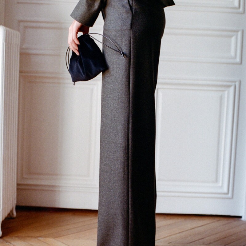 Bianca Forest Green Wool Flannel Pants by Facettes Studio.